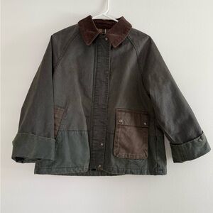 Mango Olive and Brown Wax Canvas Jacket - S